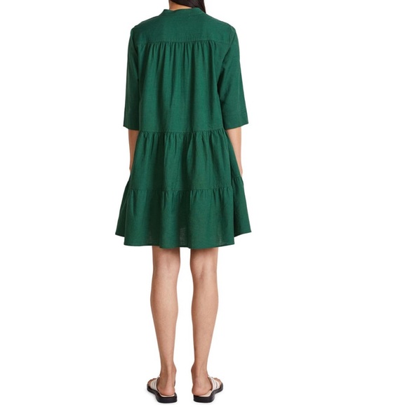 Apiece Apart Organic Cotton Linen Drop Mini Dress NWT Maurino Jadeite Green XL - Picture 13 of 15